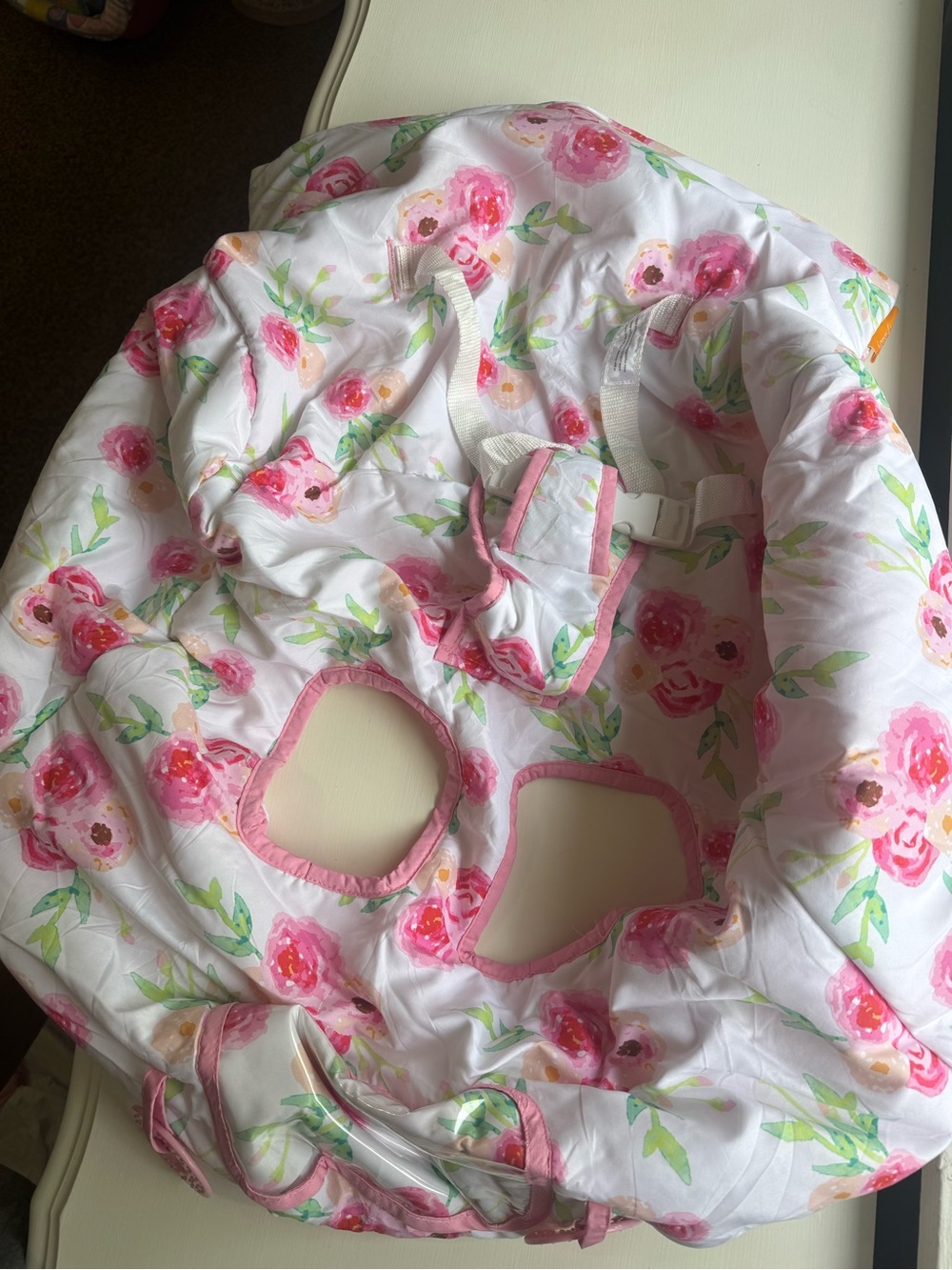 Floral Pink and Green Baby Seat Cover